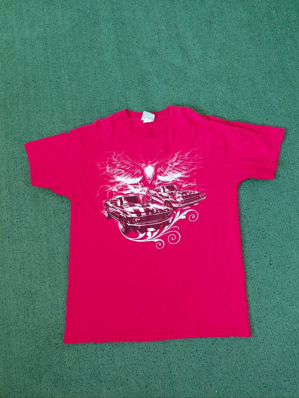 National Heritage Ford Mustangs America USA Red T Shirt Sz Large